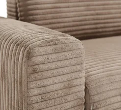 Divano Letto con Penisola Beige Contenitore Reclinabile 268x163 cm, Cuscini Sfoderabili - Folgarida
