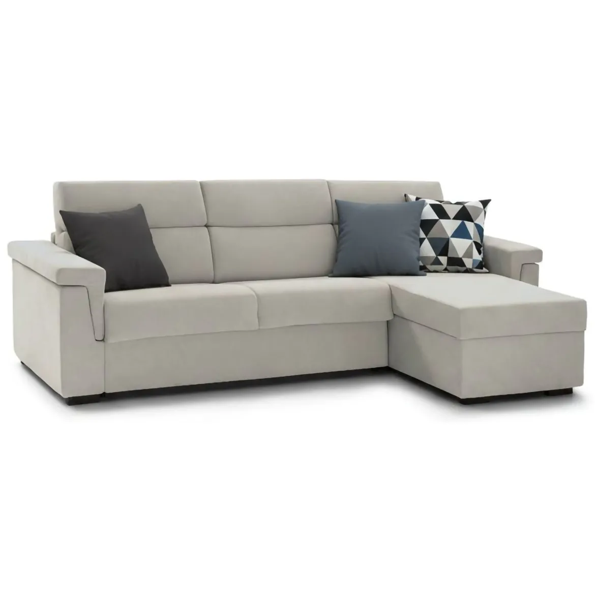 Divano Letto con Penisola Beige Sfoderabile Contenitore 285x160 cm, Idrorepellente Multiposizione Trasformabile in Letto Made in Italy - Ganzaria