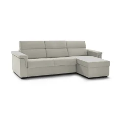 Divano Letto con Penisola Beige Sfoderabile Contenitore 285x160 cm, Idrorepellente Multiposizione Trasformabile in Letto Made in Italy - Ganzaria