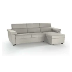 Divano Letto con Penisola Beige Sfoderabile Contenitore 285x160 cm, Idrorepellente Multiposizione Trasformabile in Letto Made in Italy - Priverno