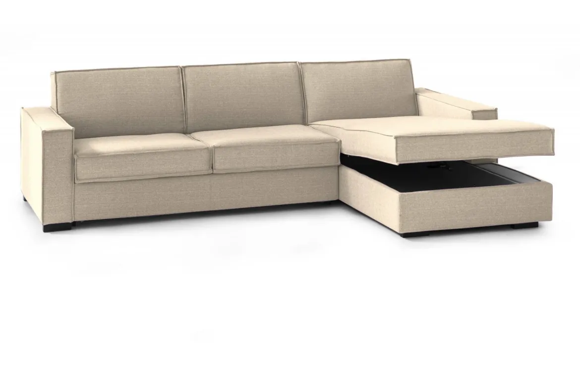 Divano letto con penisola beige 260x95cm - Afar