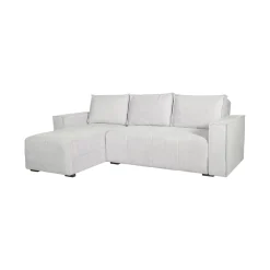 Divano Letto con Penisola Bianco Crema Contenitore Reclinabile 210x149 cm, Cuscini Sfoderabili - Pergola