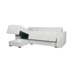 Divano Letto con Penisola Bianco Contenitore 237x169 cm, Lavabile - Naturno