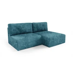 Divano Letto con Penisola blu Petrolio Contenitore Reclinabile 210x149 cm, Cuscini Sfoderabili - Pergola