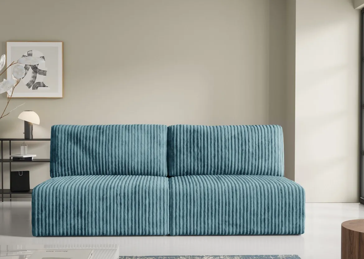 Divano Letto con Penisola blu Petrolio Contenitore Reclinabile 210x149 cm, Cuscini Sfoderabili - Pergola
