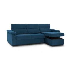 Divano Letto con Penisola blu Sfoderabile Contenitore 285x160 cm, Idrorepellente Multiposizione Trasformabile in Letto Made in Italy - Tolle
