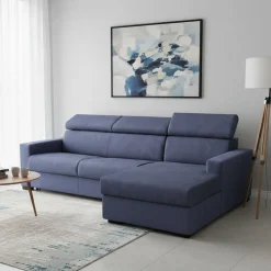 Divano letto con penisola blu 280x95cm - Allevatore