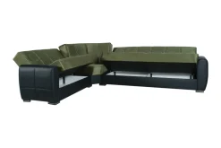 Divano letto con penisola Dgytkja, 305x238h91 cm, Nero e Grigio Scuro