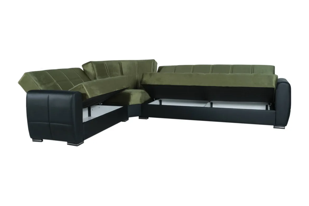 Divano letto con penisola Dgytkja, 305x238h91 cm, Nero e Grigio Scuro