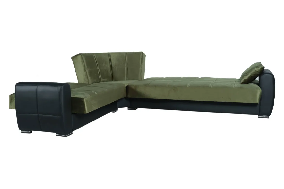 Divano letto con penisola Dgytkja, 305x238h91 cm, Nero e Grigio Scuro