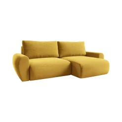Divano Letto con Penisola Giallo Contenitore Reversibile 253x153 cm, Reclinabile - Paullo