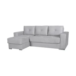 Divano Letto con Penisola Grigio Chiaro Contenitore 236x156 cm, Lavabile - Cesaro