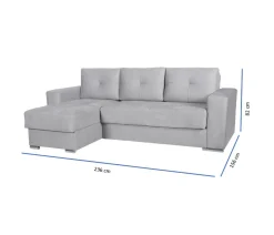 Divano Letto con Penisola Grigio Chiaro Contenitore 236x156 cm, Lavabile - Cesaro