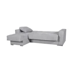 Divano Letto con Penisola Grigio Chiaro Contenitore 236x156 cm, Lavabile - Cesaro