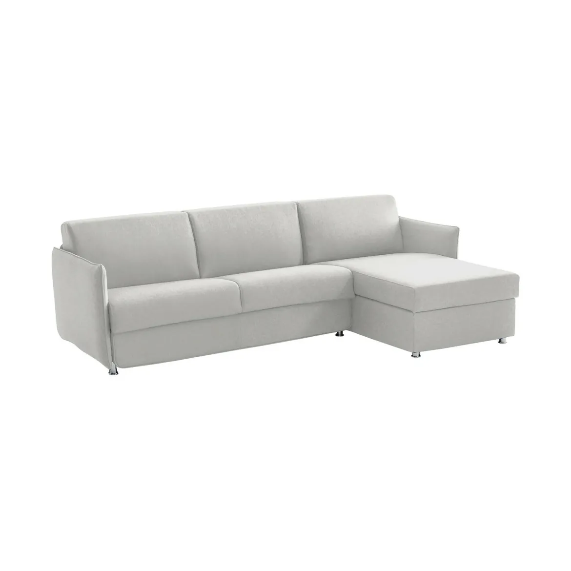 Divano Letto con Penisola Grigio Chiaro Sfoderabile Contenitore 260x160 cm, Idrorepellente Multiposizione Trasformabile in Letto Made in Italy