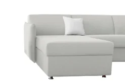 Divano Letto con Penisola Grigio Chiaro Sfoderabile Contenitore 260x160 cm, Idrorepellente Multiposizione Trasformabile in Letto Made in Italy