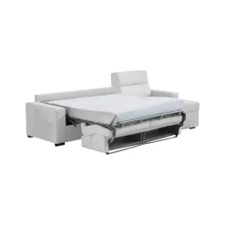 Divano Letto con Penisola Grigio Chiaro Sfoderabile Contenitore 285x160 cm, Idrorepellente Multiposizione Trasformabile in Letto Made in Italy