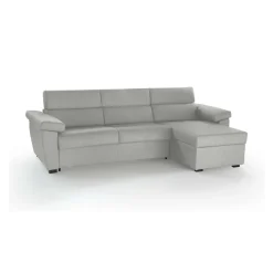 Divano Letto con Penisola Grigio Chiaro Sfoderabile Contenitore 285x160 cm, Idrorepellente Multiposizione Trasformabile in Letto Made in Italy - Tolle