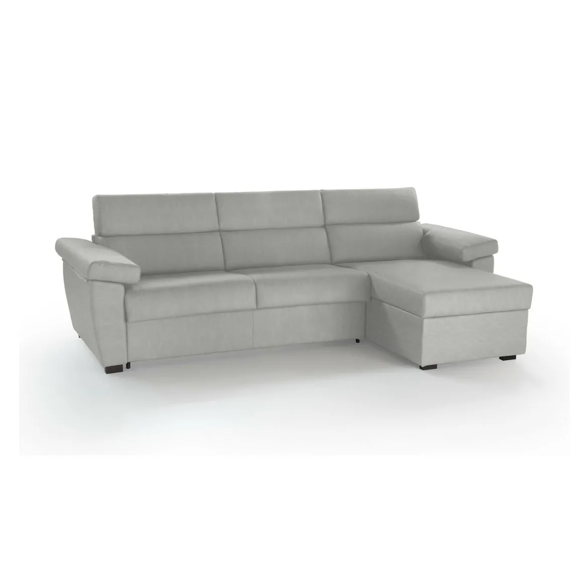 Divano Letto con Penisola Grigio Chiaro Sfoderabile Contenitore 285x160 cm, Idrorepellente Rialzato da Terra Multiposizione Trasformabile in Letto