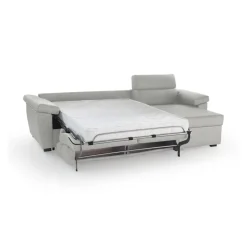Divano Letto con Penisola Grigio Chiaro Sfoderabile Contenitore 285x160 cm, Idrorepellente Rialzato da Terra Multiposizione Trasformabile in Letto