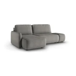 Divano Letto con Penisola Grigio Contenitore Reclinabile 229x148 cm, Cuscini Sfoderabili - Rezzo