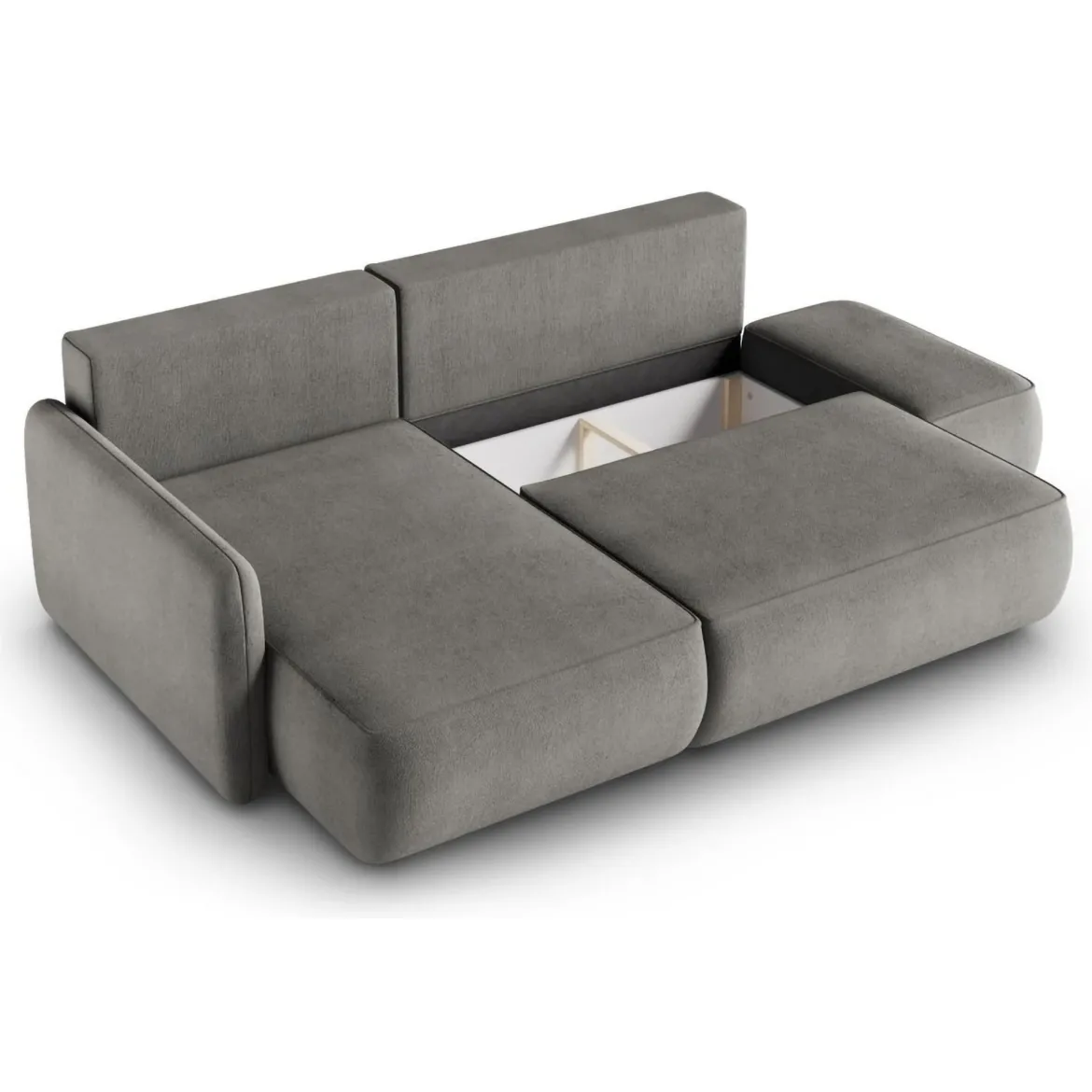 Divano Letto con Penisola Grigio Contenitore Reclinabile 229x148 cm, Cuscini Sfoderabili - Rezzo