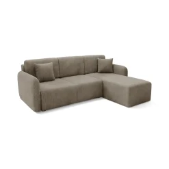 Divano Letto con Penisola Grigio Contenitore Reversibile 245x185 cm, Reclinabile - Ranco