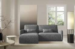 Divano Letto con Penisola Grigio Scuro Contenitore Reclinabile 207x148 cm, Reversibile - Pagno