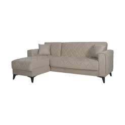 Divano Letto con Penisola Grigio Scuro Nero Contenitore 228x149 cm, Lavabile - Chienes