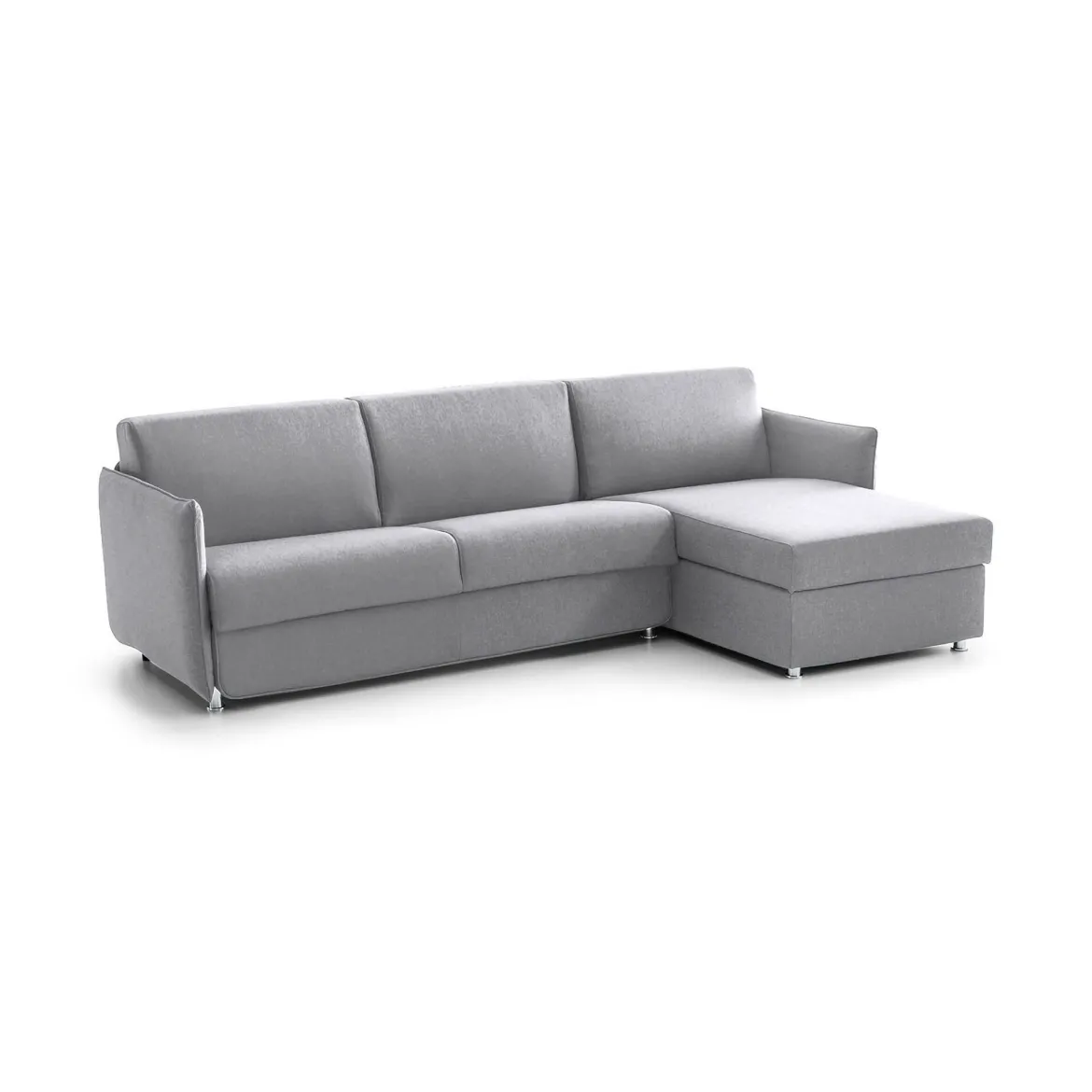 Divano Letto con Penisola Grigio Sfoderabile Contenitore 280x160 cm, Idrorepellente Multiposizione Trasformabile in Letto Made in Italy - Celleno