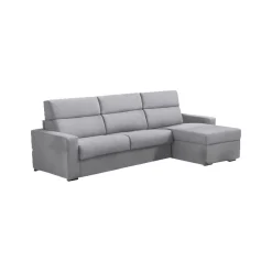 Divano Letto con Penisola Grigio Sfoderabile Contenitore 280x160 cm, Idrorepellente Multiposizione Trasformabile in Letto Made in Italy - Pusiano
