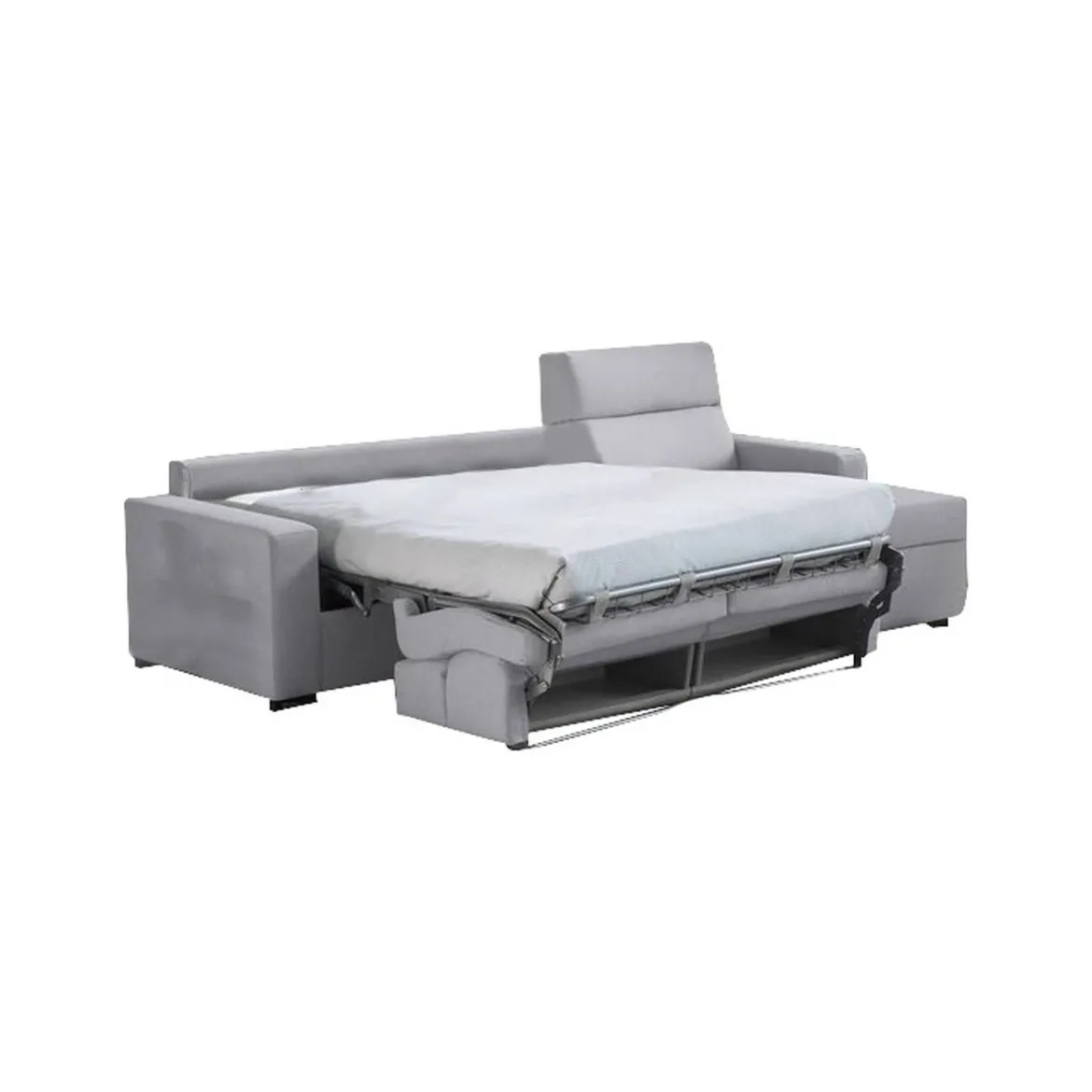 Divano Letto con Penisola Grigio Sfoderabile Contenitore 285x160 cm, Idrorepellente Multiposizione Trasformabile in Letto Made in Italy - Esca