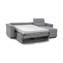 Divano Letto con Penisola Grigio Sfoderabile Contenitore 285x160 cm, Idrorepellente Multiposizione Trasformabile in Letto Made in Italy - Ganzaria