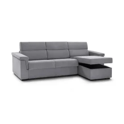 Divano Letto con Penisola Grigio Sfoderabile Contenitore 285x160 cm, Idrorepellente Multiposizione Trasformabile in Letto Made in Italy - Ganzaria