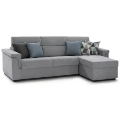 Divano Letto con Penisola Grigio Sfoderabile Contenitore 285x160 cm, Idrorepellente Multiposizione Trasformabile in Letto Made in Italy - Ganzaria