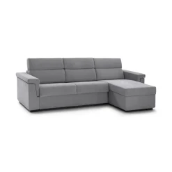 Divano Letto con Penisola Grigio Sfoderabile Contenitore 285x160 cm, Idrorepellente Multiposizione Trasformabile in Letto Made in Italy - Ganzaria