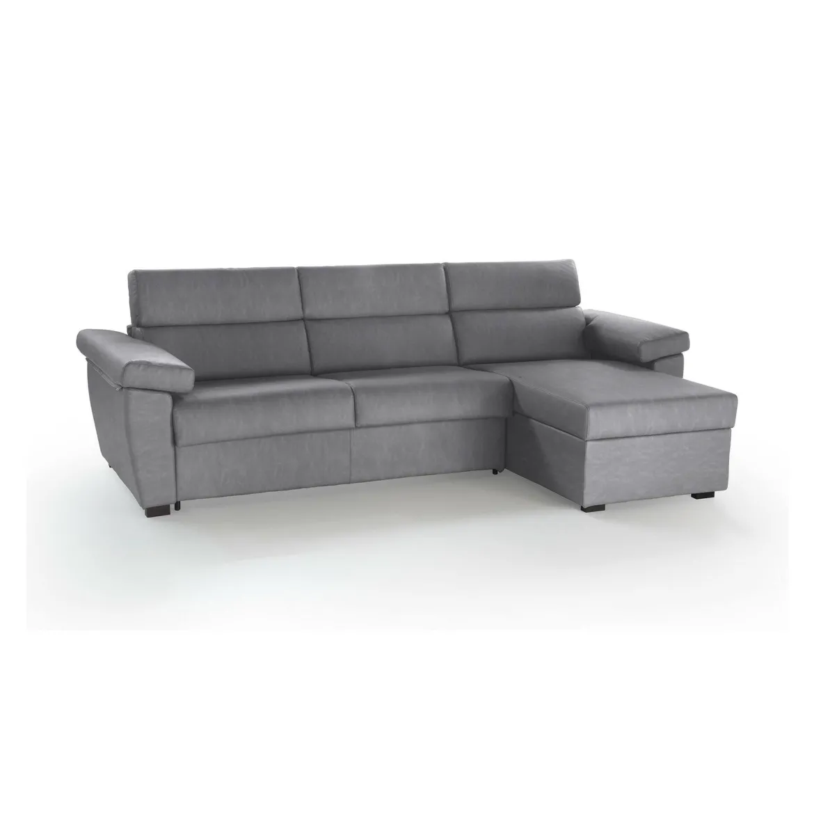 Divano Letto con Penisola Grigio Tortora Sfoderabile Contenitore 260x160 cm, Idrorepellente Multiposizione Made in Italy - Sumirago