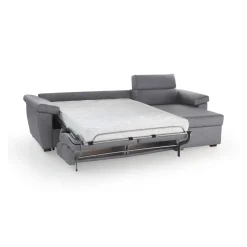Divano Letto con Penisola Grigio Tortora Sfoderabile Contenitore 260x160 cm, Idrorepellente Multiposizione Made in Italy - Sumirago