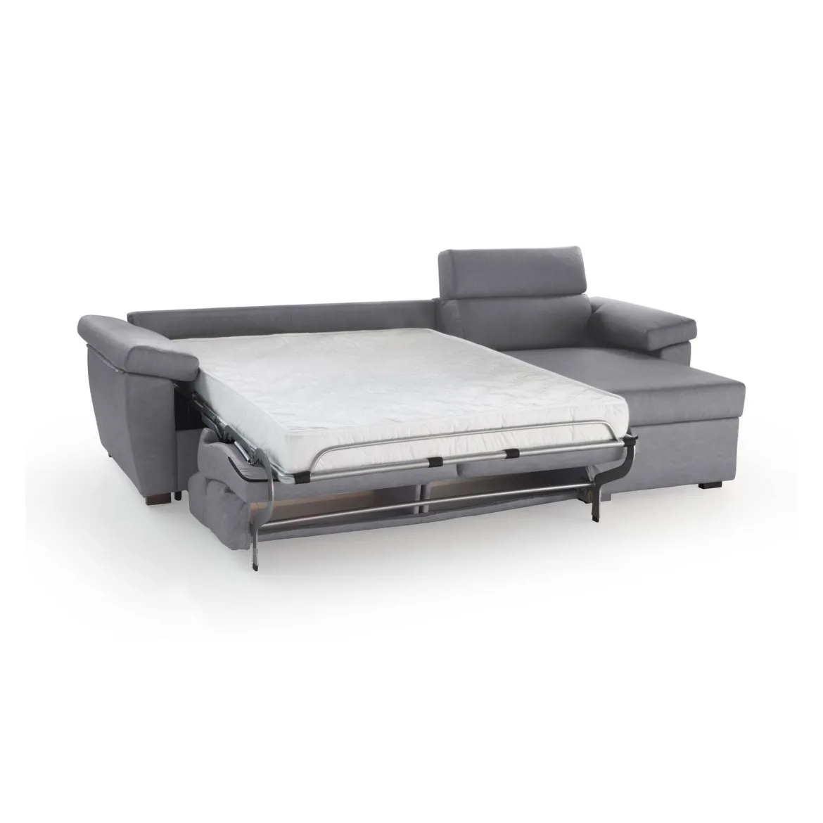 Divano Letto con Penisola Grigio Tortora Sfoderabile Contenitore 260x160 cm, Idrorepellente Multiposizione Made in Italy - Sumirago