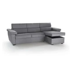 Divano Letto con Penisola Grigio Tortora Sfoderabile Contenitore 260x160 cm, Idrorepellente Multiposizione Made in Italy - Sumirago