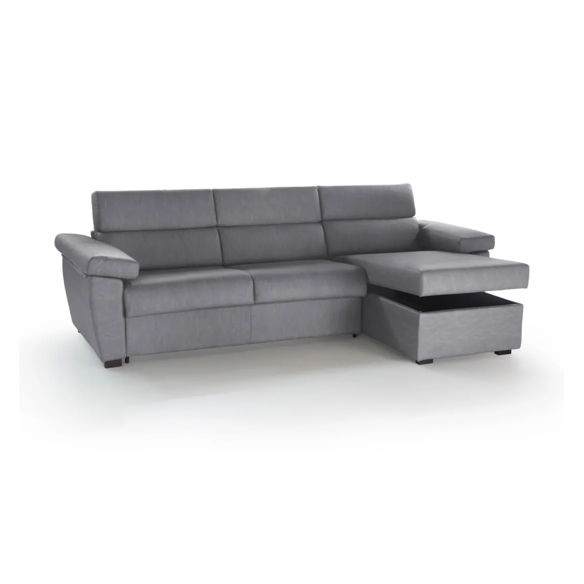 Divano Letto con Penisola Grigio Tortora Sfoderabile Contenitore 260x160 cm, Idrorepellente Multiposizione Made in Italy - Sumirago