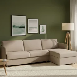 Divano Letto con Penisola Grigio Tortora Sfoderabile Contenitore 260x160 cm, Idrorepellente Multiposizione Trasformabile in Letto Made in Italy