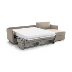 Divano Letto con Penisola Grigio Tortora Sfoderabile Contenitore 280x160 cm, Idrorepellente Multiposizione Made in Italy - Celleno