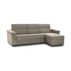 Divano Letto con Penisola Grigio Tortora Sfoderabile Contenitore 285x160 cm, Idrorepellente Multiposizione Trasformabile in Letto Made in Italy - Esca