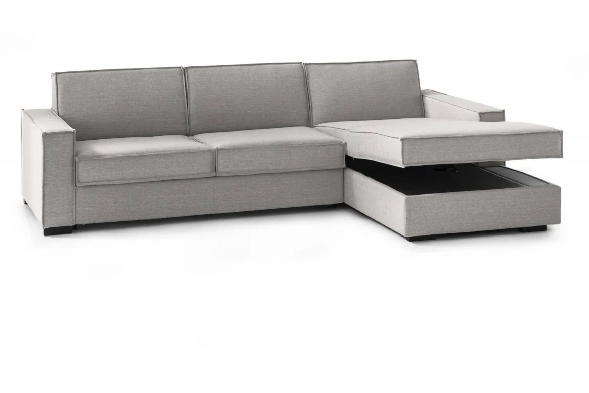 Divano letto con penisola grigio 280x95cm - Achico