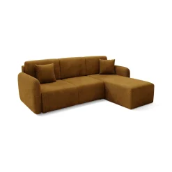 Divano Letto con Penisola Marrone Contenitore Reversibile 245x185 cm, Reclinabile - Ranco
