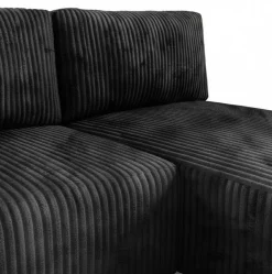 Divano Letto con Penisola Nero Contenitore Reclinabile 229x148 cm, Cuscini Sfoderabili - Rezzo