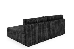 Divano Letto con Penisola Nero Contenitore Reclinabile 229x148 cm, Cuscini Sfoderabili - Rezzo