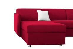 Divano Letto con Penisola Rosso Sfoderabile Contenitore 260x160 cm, Idrorepellente Multiposizione Trasformabile in Letto Made in Italy - Sumirago