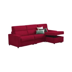 Divano Letto con Penisola Rosso Sfoderabile Contenitore 280x160 cm, Idrorepellente Multiposizione Trasformabile in Letto Made in Italy - Pusiano